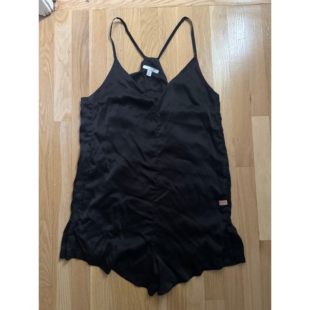 Lunya Washable Silk Romper in Immersed Black - Picture 3 of 10
